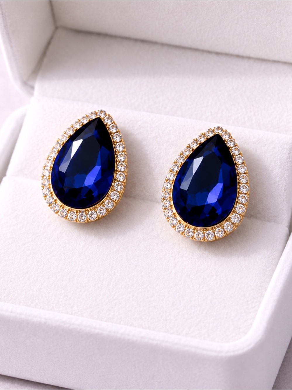 Rhinestone Royal Blue Crystal Earrings